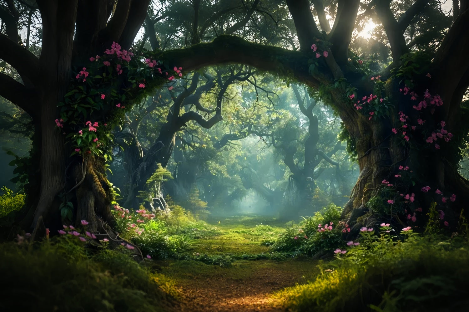 Woodland Backdrops Magical Woodlands Floral Entry Backdrop CJJ2-134