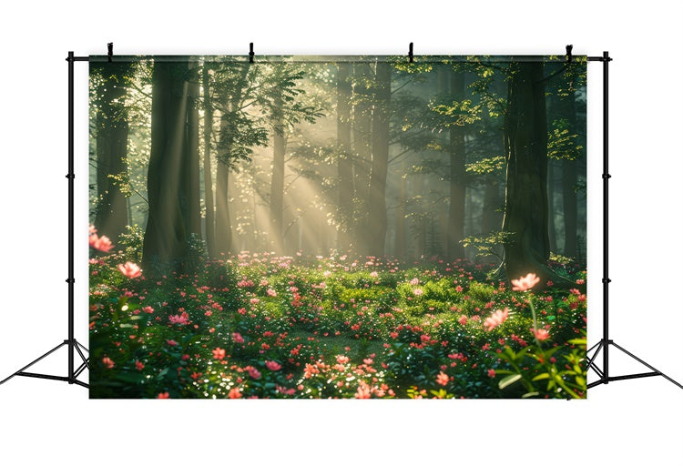Forest Photo Backdrops Dreamy Sunlit Floral Meadow Backdrop CJJ2-141