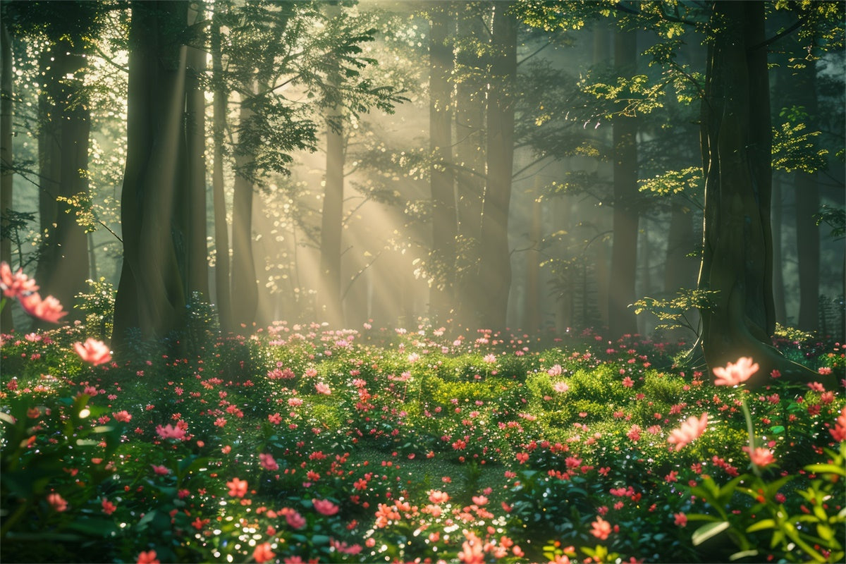 Forest Photo Backdrops Dreamy Sunlit Floral Meadow Backdrop CJJ2-141