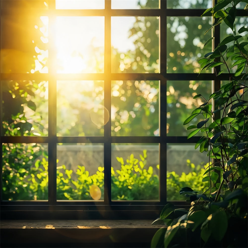 Photography Backdrops Forest Sunlit Greenery Cozy Window Backdrop CJJ2-29