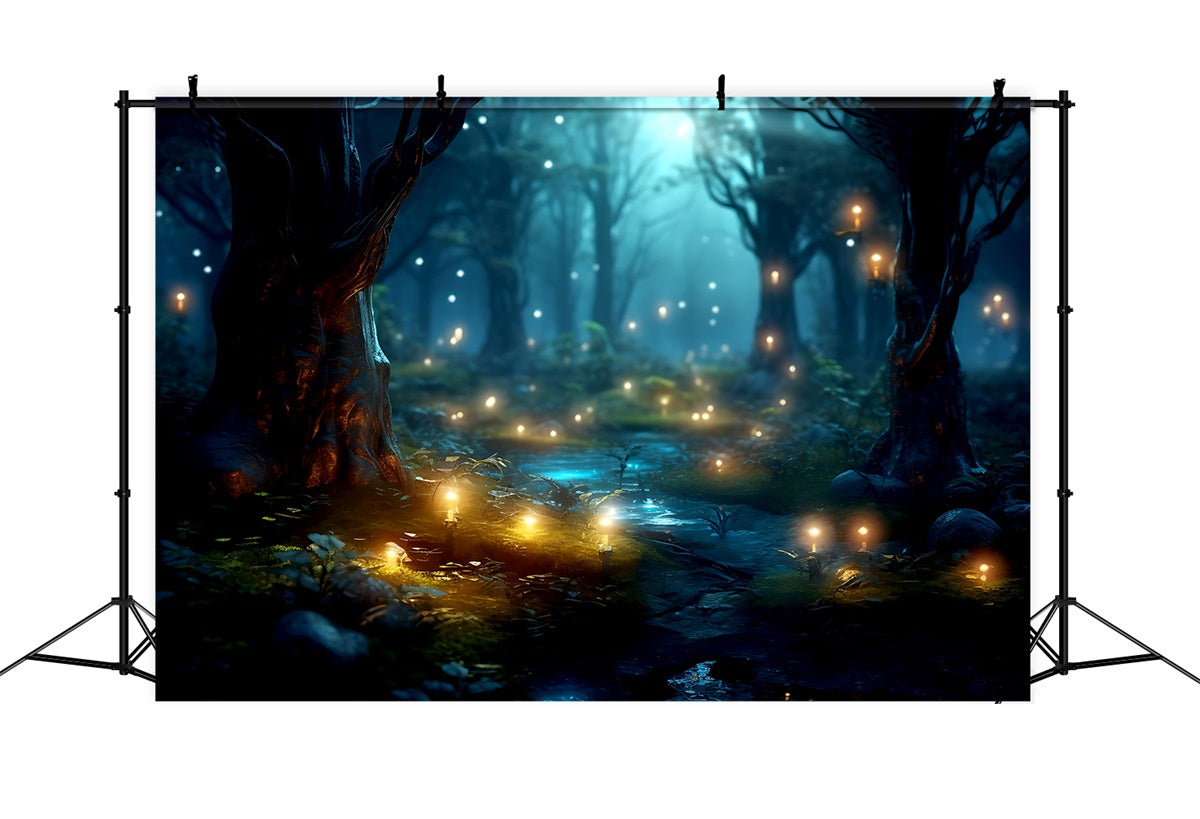Forest Backdrop Dreamy Midnight Forest Glowing Backdrop CJJ2-33