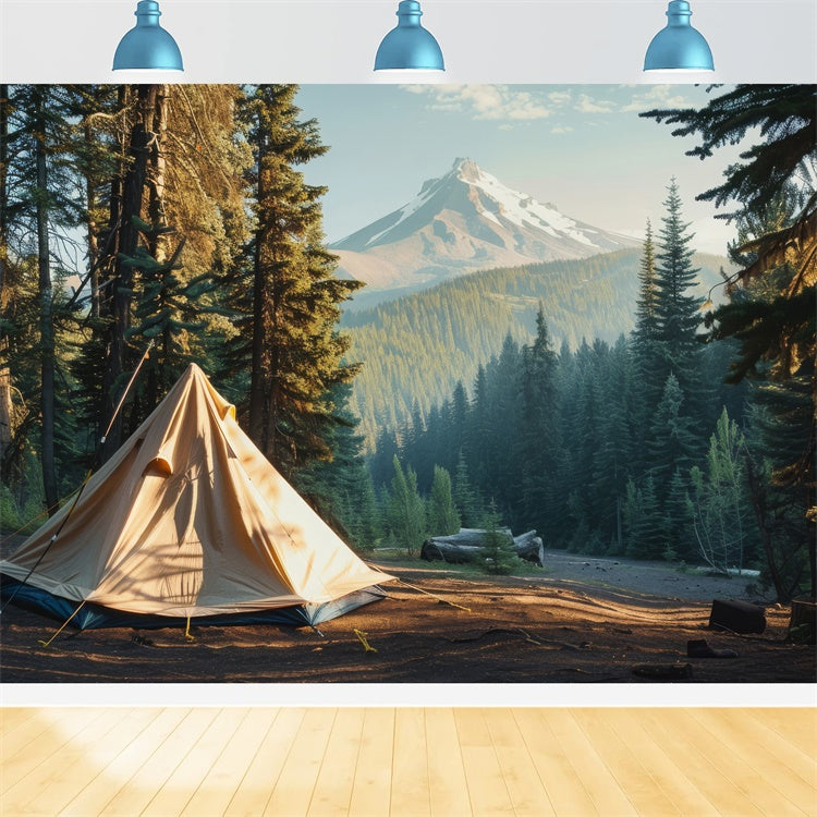 Forest Photo Backdrops Mountain View Serene Camping Backdrop CJJ2-34