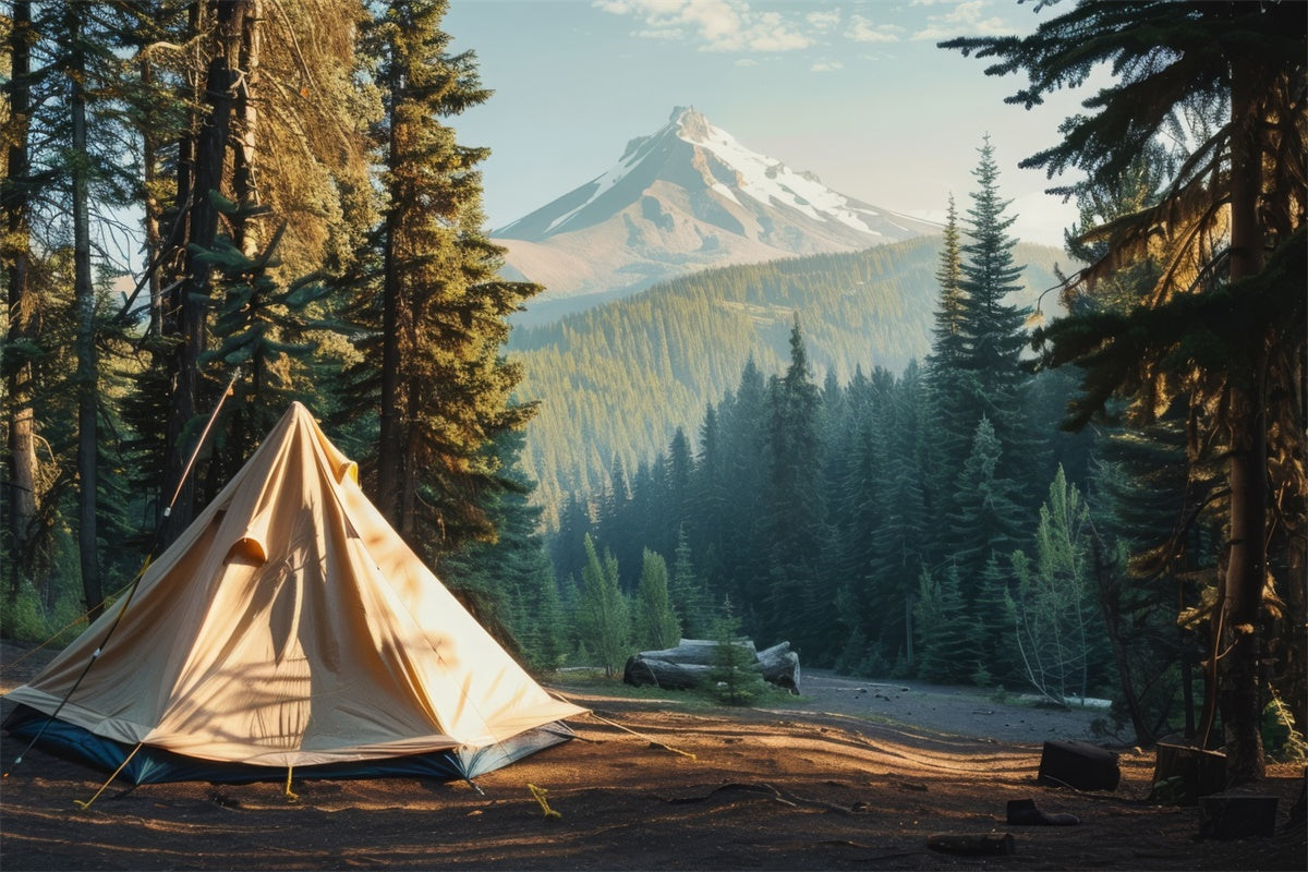 Forest Photo Backdrops Mountain View Serene Camping Backdrop CJJ2-34