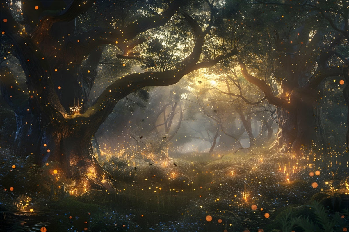 Backdrop Forest Golden Light Firefly Forest Backdrop CJJ2-36