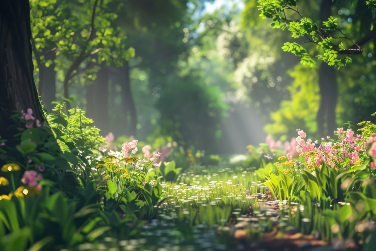 Forest Backdrop Photography Golden Sunbeam Wildflower Backdrop CJJ2-40