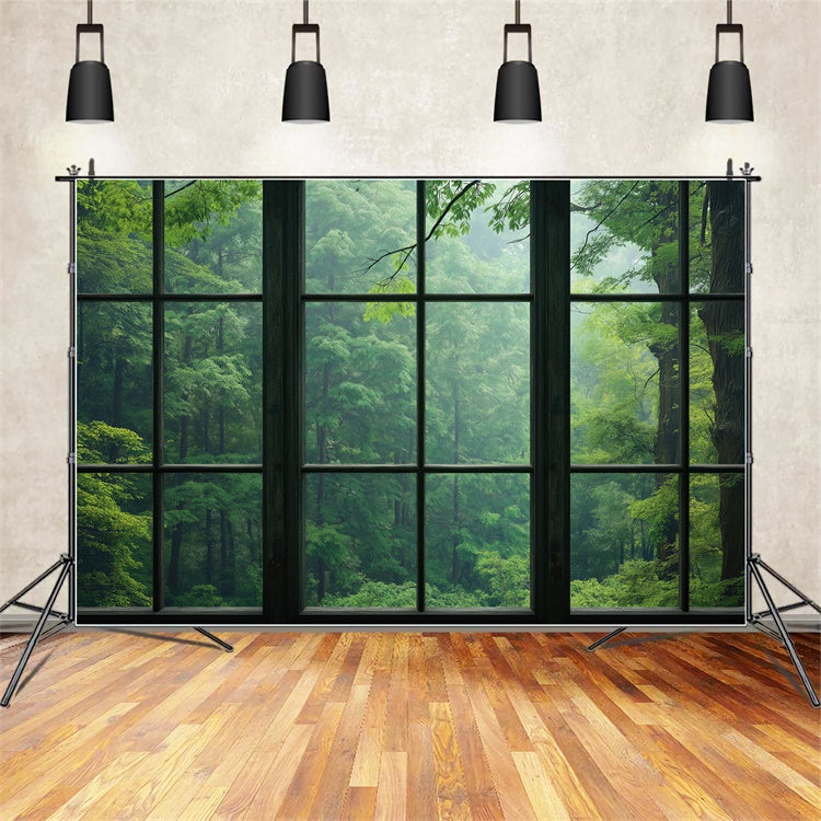 Forest Backdrop Photography Serene Forest View Window Backdrop CJJ2-57
