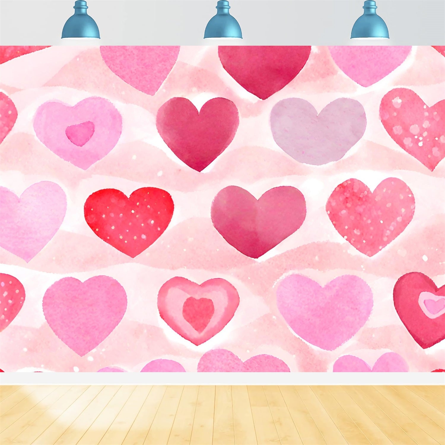 Pink Girl Backdrops Romantic Watercolor Hearts Backdrop CJJ2-72