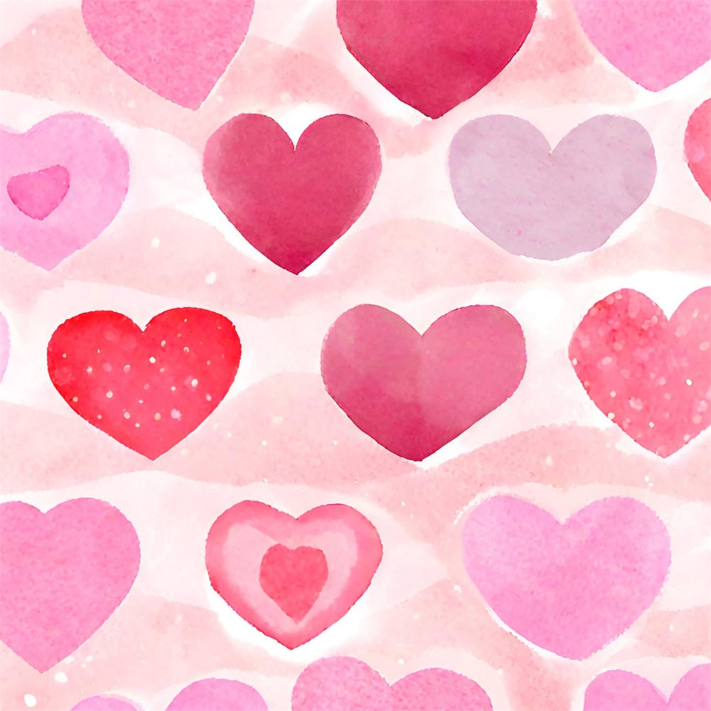Pink Girl Backdrops Romantic Watercolor Hearts Backdrop CJJ2-72