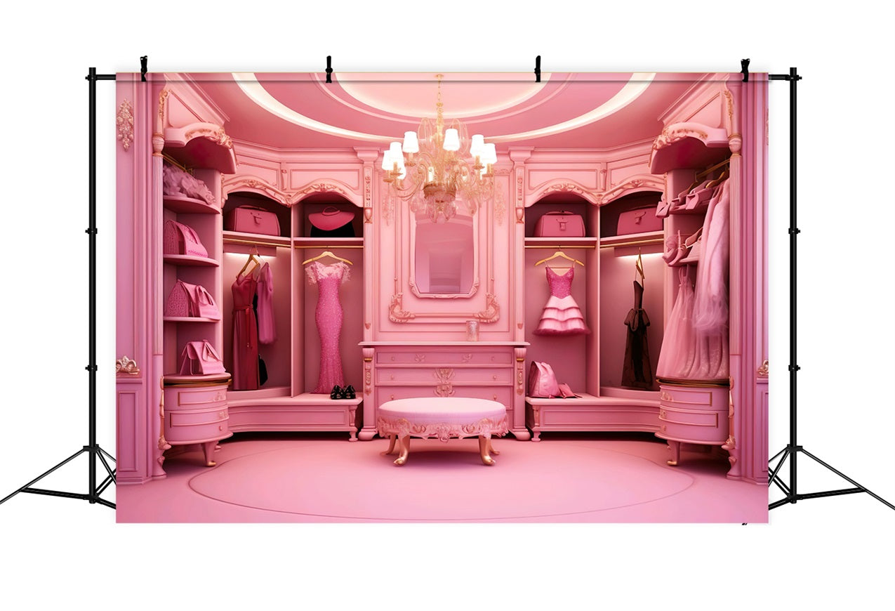 Pink Fashion Doll Backdrop Photo Luxury Closet Backdrop CJJ2-79