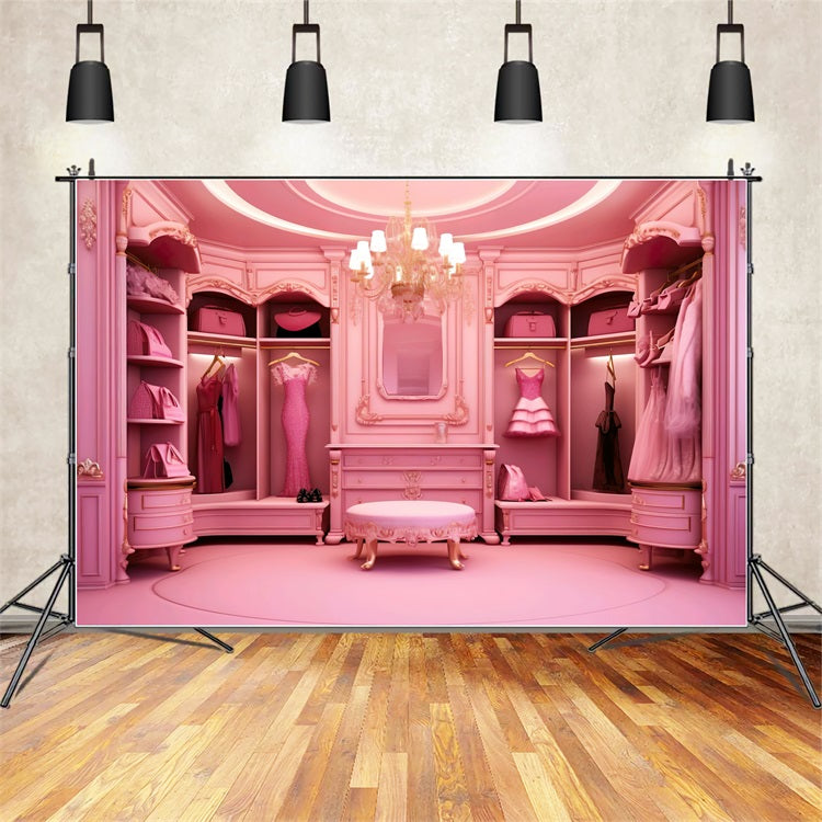 Pink Fashion Doll Backdrop Photo Luxury Closet Backdrop CJJ2-79