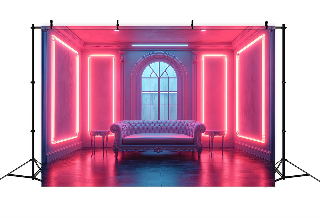 Fashion Doll Backdrop Photography Backdrop Vibrant Neon Lounge Backdrop CJJ2-90