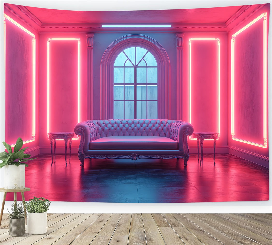 Fashion Doll Backdrop Photography Backdrop Vibrant Neon Lounge Backdrop CJJ2-90