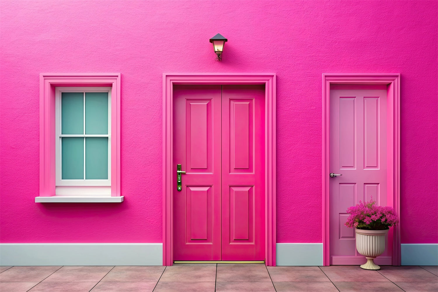 Fashion Doll Backdrop Photo Backdrop Chic Pink House Entrance Backdrop CJJ2-92