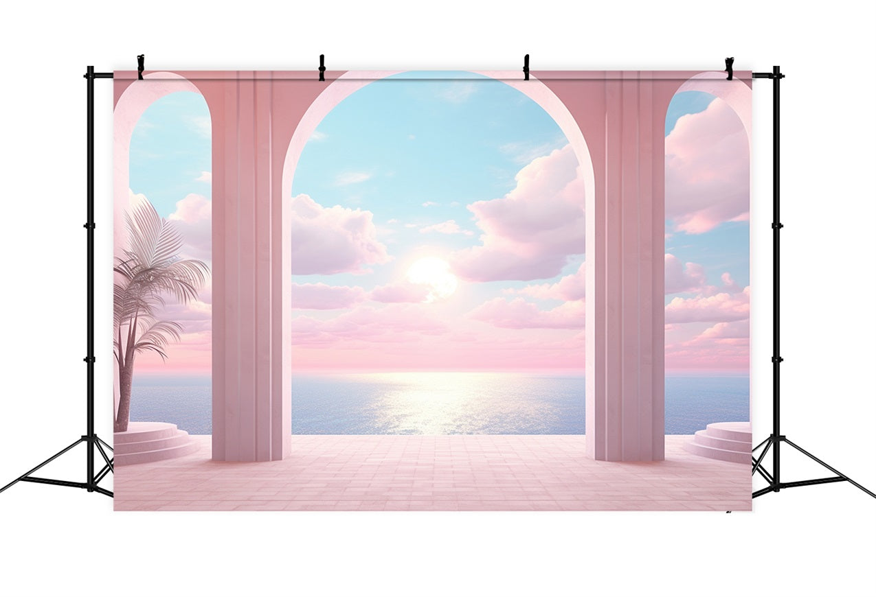 Fashion Doll Backdrop Backdrop Sunset Horizon Pink Archway Backdrop CJJ2-99
