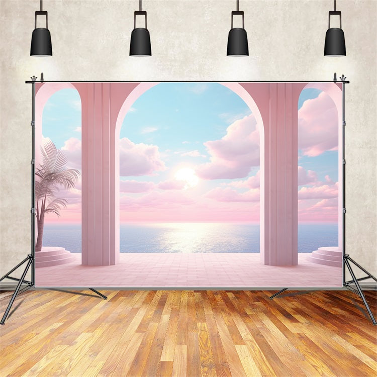 Fashion Doll Backdrop Backdrop Sunset Horizon Pink Archway Backdrop CJJ2-99