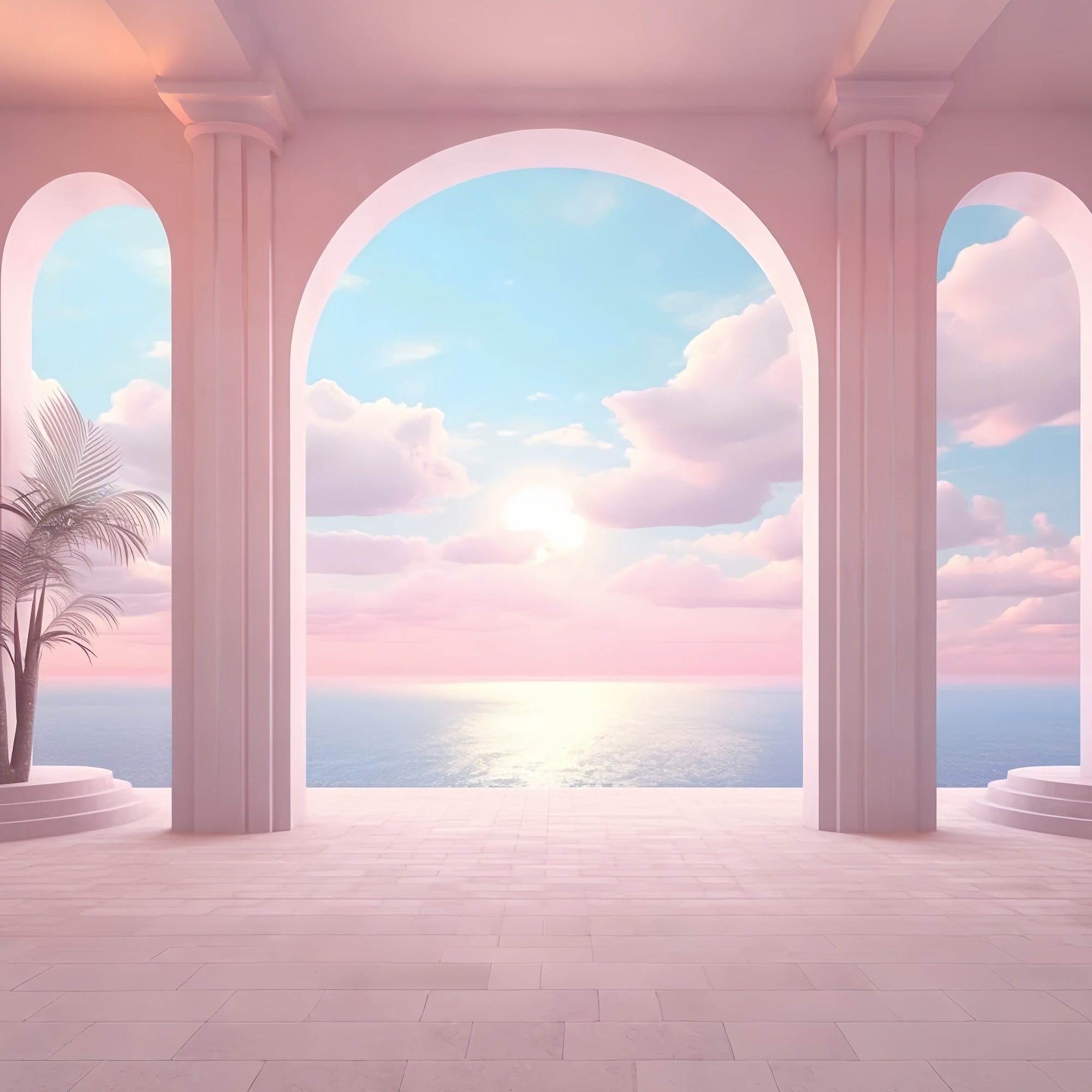 Fashion Doll Backdrop Backdrop Sunset Horizon Pink Archway Backdrop CJJ2-99
