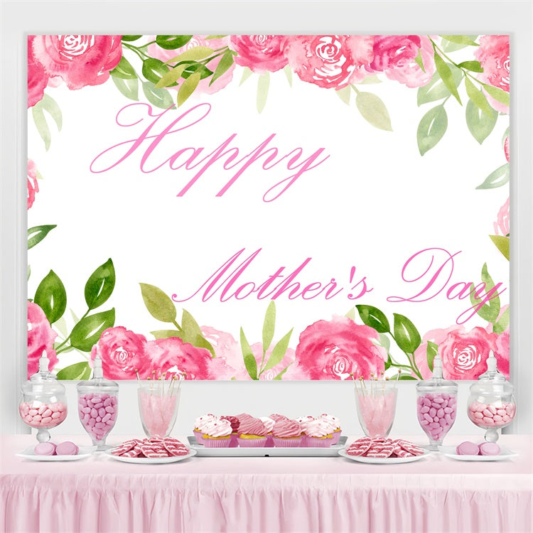 Mothers Day Backdrop Watercolor Pink Rose Personalized Backdrop CJJ3-117