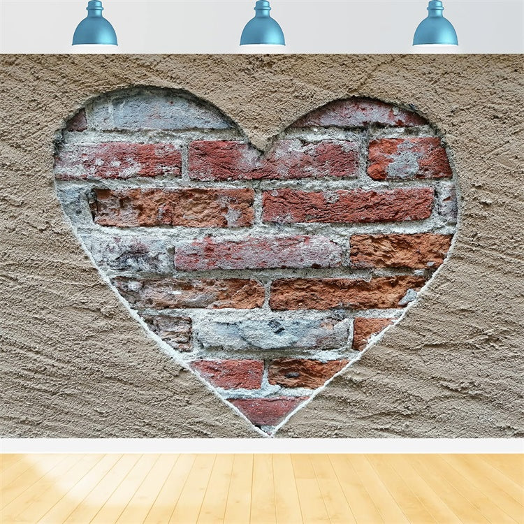 Brick Wall Photo Backdrop Rustic Heart Brick Cutout Backdrop CJJ3-16