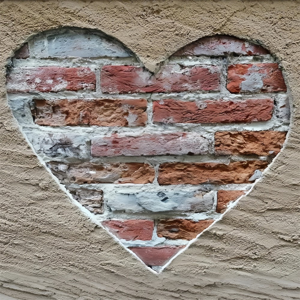 Brick Wall Photo Backdrop Rustic Heart Brick Cutout Backdrop CJJ3-16