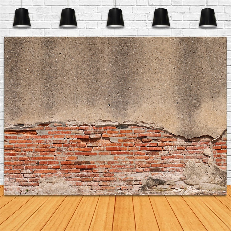 Brick Wall Backdrop Timeworn Brick Peeling Plaster Backdrop CJJ3-17