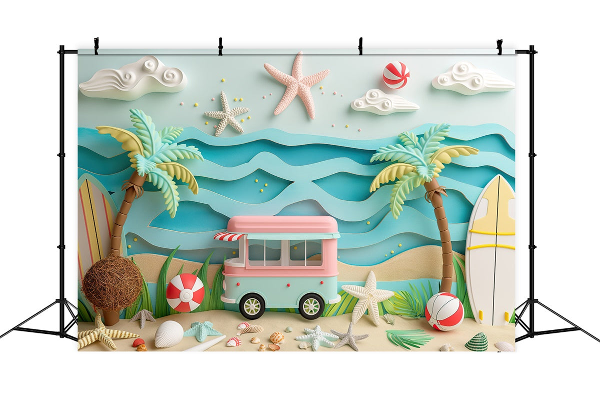 Summer Photo Backdrop Kids Beach Party Tropical Backdrop CJJ3-226