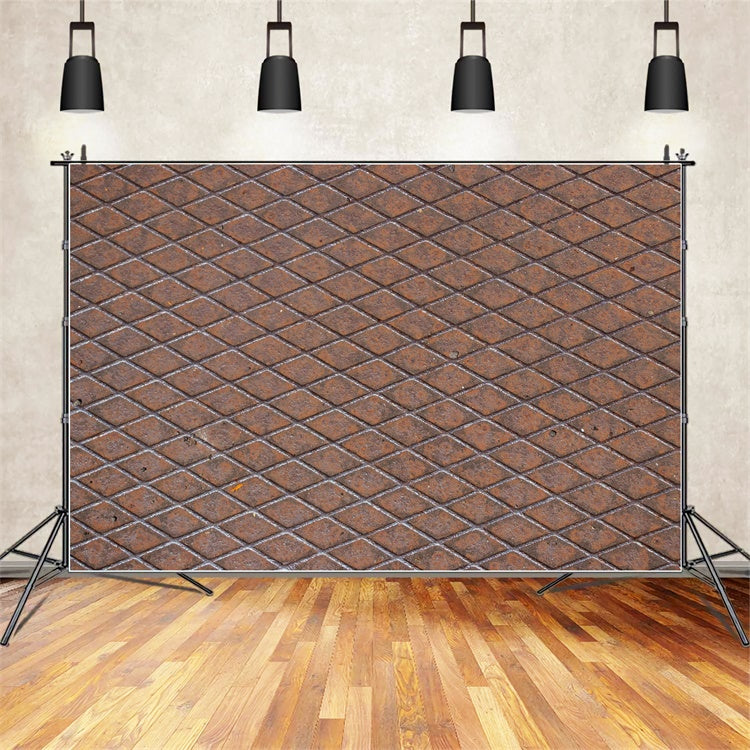 Brick Wall Photo Backdrop Textured Brown Grid Brick Backdrop CJJ3-23