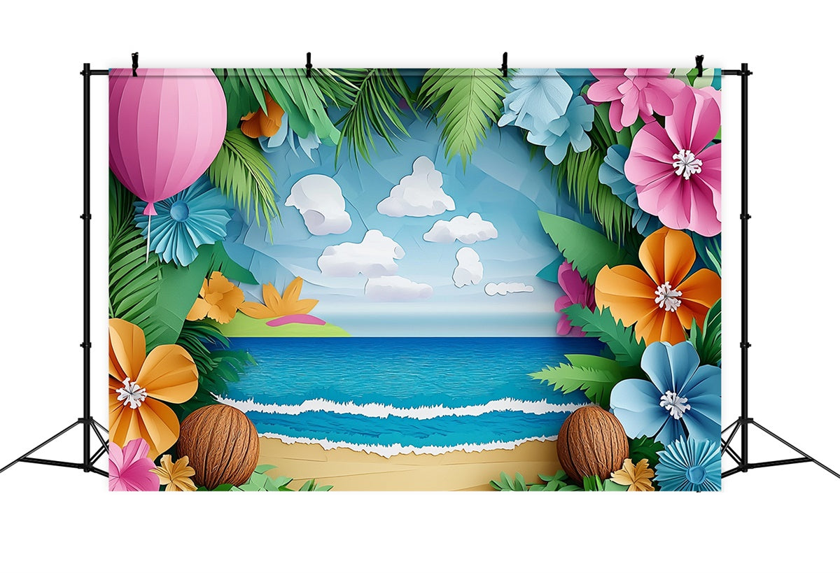 Summer Photo Backdrop Handcrafted Beach Bloom Backdrop CJJ3-250