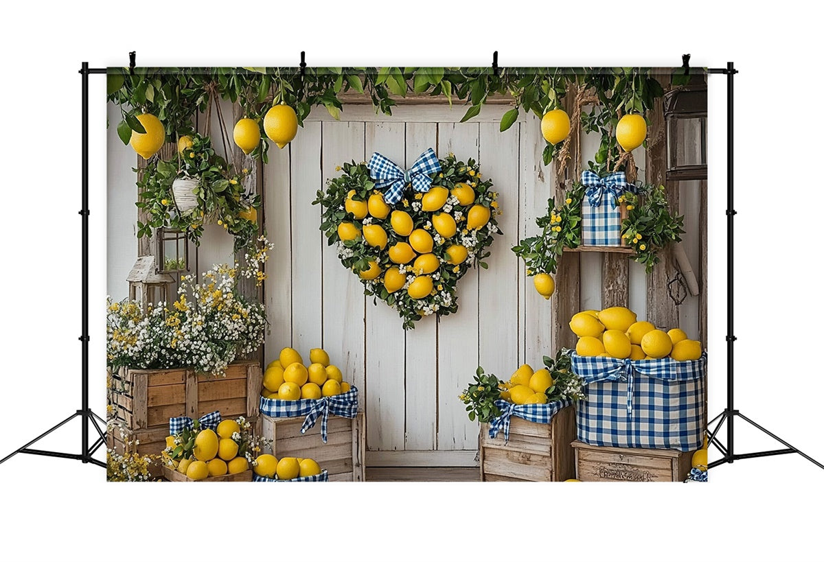 Lemon Backdrop Heart Lemon Wreath Door Summer Backdrop CJJ3-261
