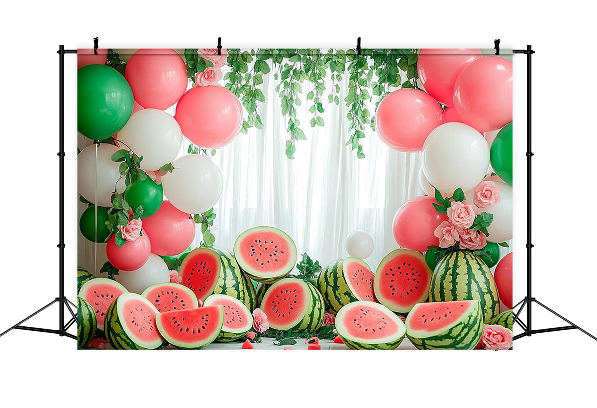 Watermelon Photo Backdrop Watermelon Balloon Garland Summer Backdrop CJJ3-262