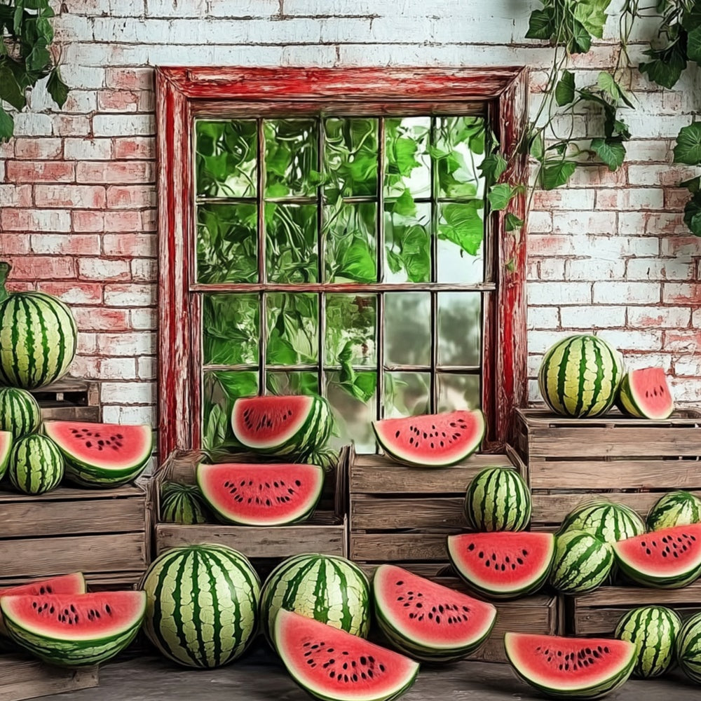 Watermelon Photo Backdrop Garden Window Watermelon Summer Backdrop CJJ3-264
