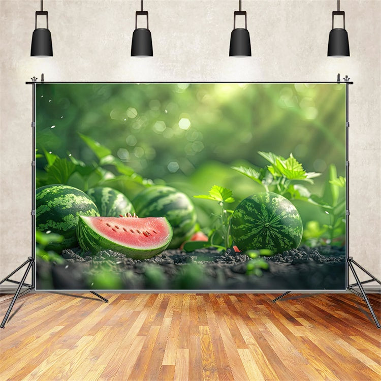Watermelon Photography Backdrop Sunlit Watermelon Garden Summer Backdrop CJJ3-265