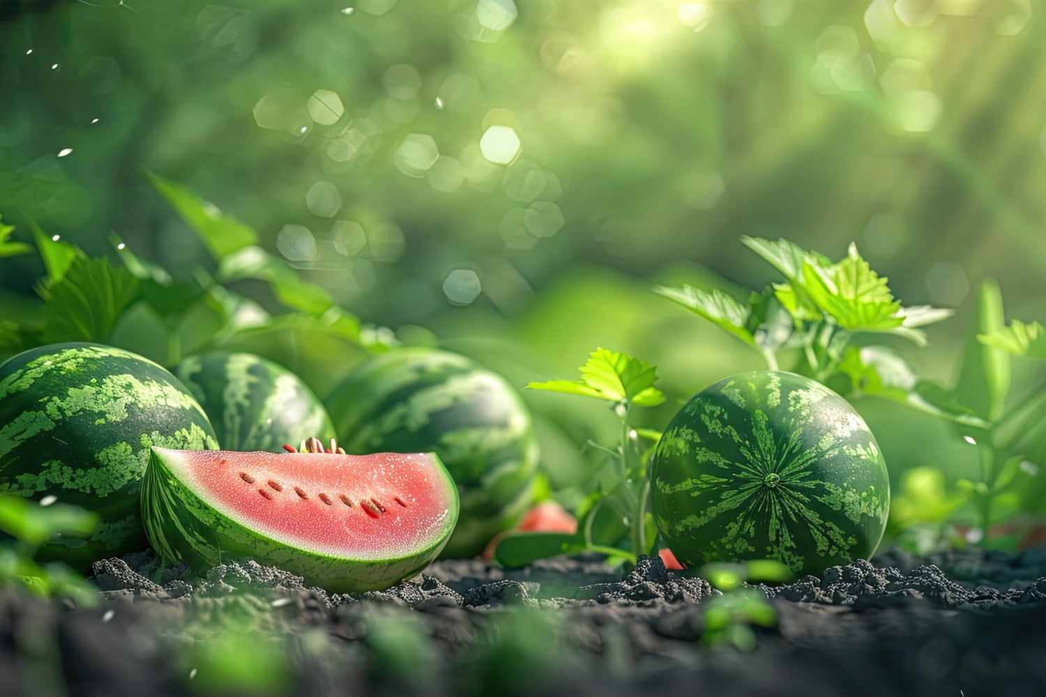 Watermelon Photography Backdrop Sunlit Watermelon Garden Summer Backdrop CJJ3-265