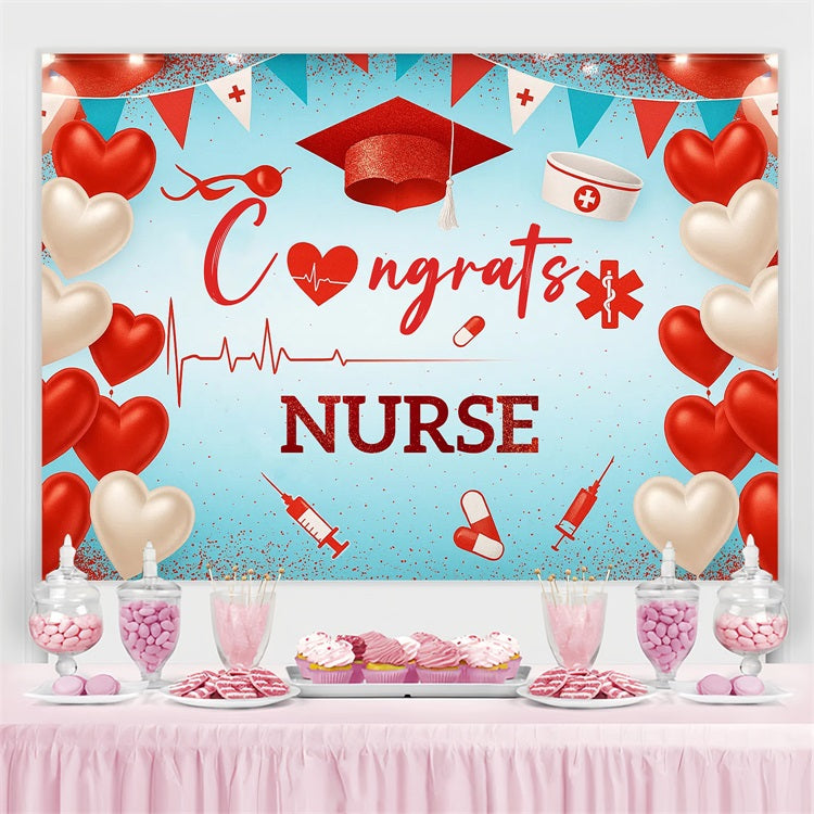 Graduation Backdrop Heart Balloon Party Graduation Backdrop CJJ3-270