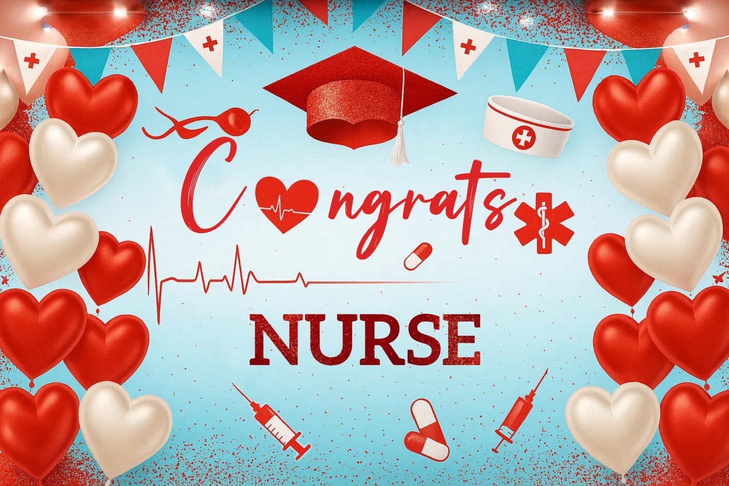 Graduation Backdrop Heart Balloon Party Graduation Backdrop CJJ3-270