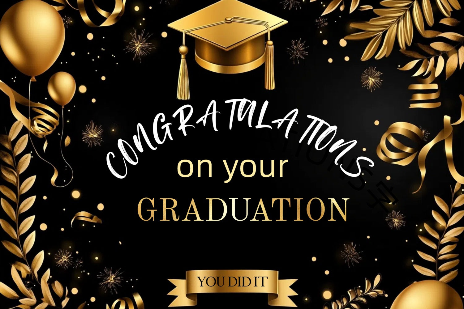 Graduation Photo Backdrop Gold Balloon Hat Party Graduation Backdrop CJJ3-271