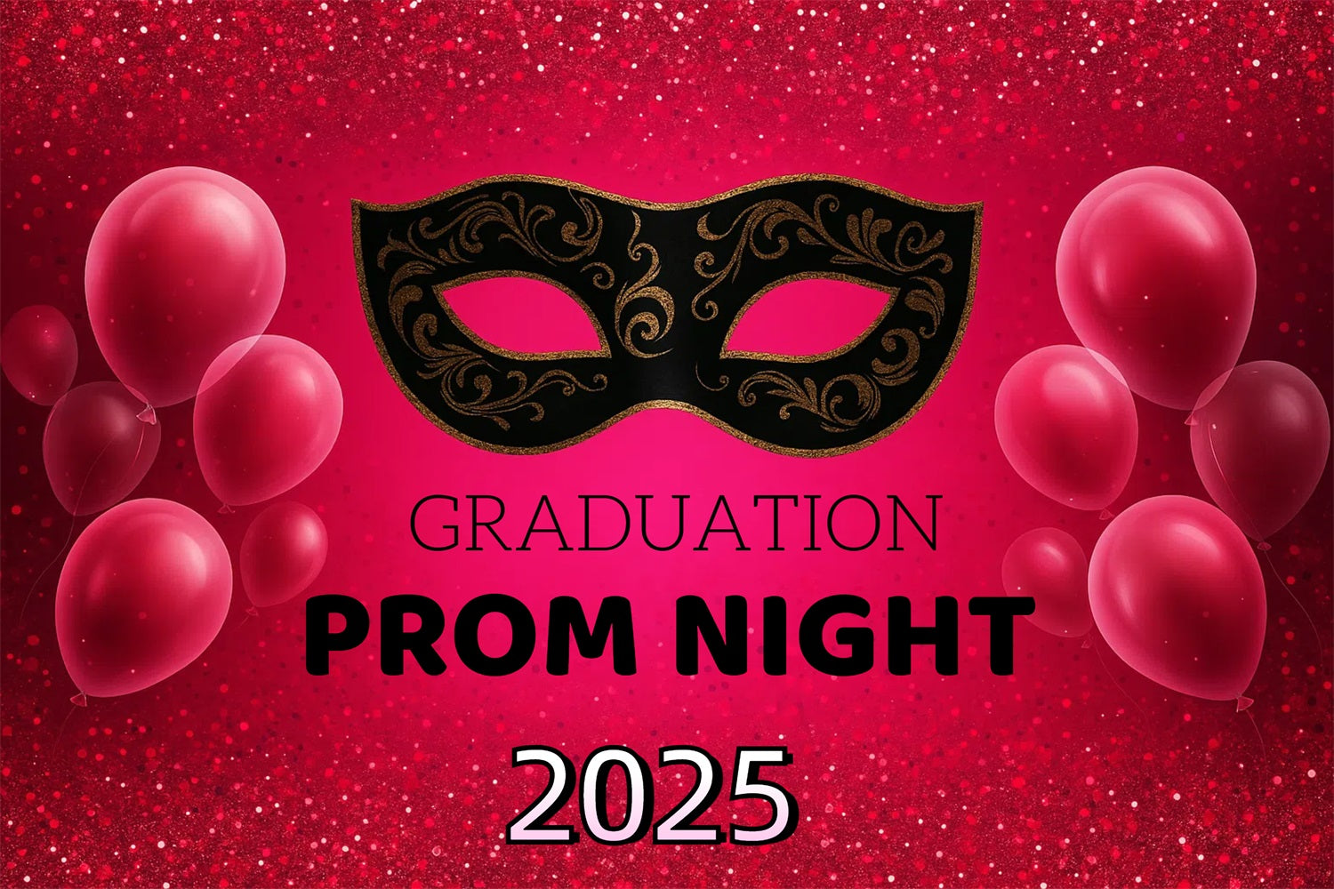 Prom 2025 Backdrop Glitter Mask Balloon Party Graduation Backdrop CJJ3-272