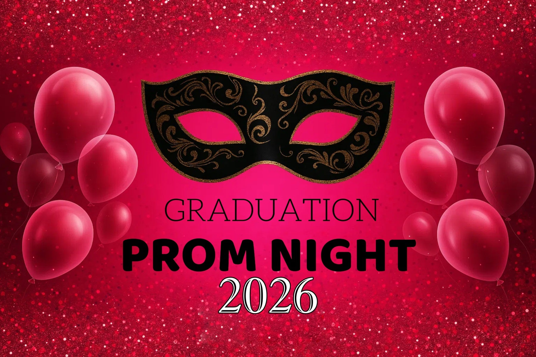 Prom 2026 Backdrop Glitter Mask Balloon Party Graduation Backdrop CJJ3-272