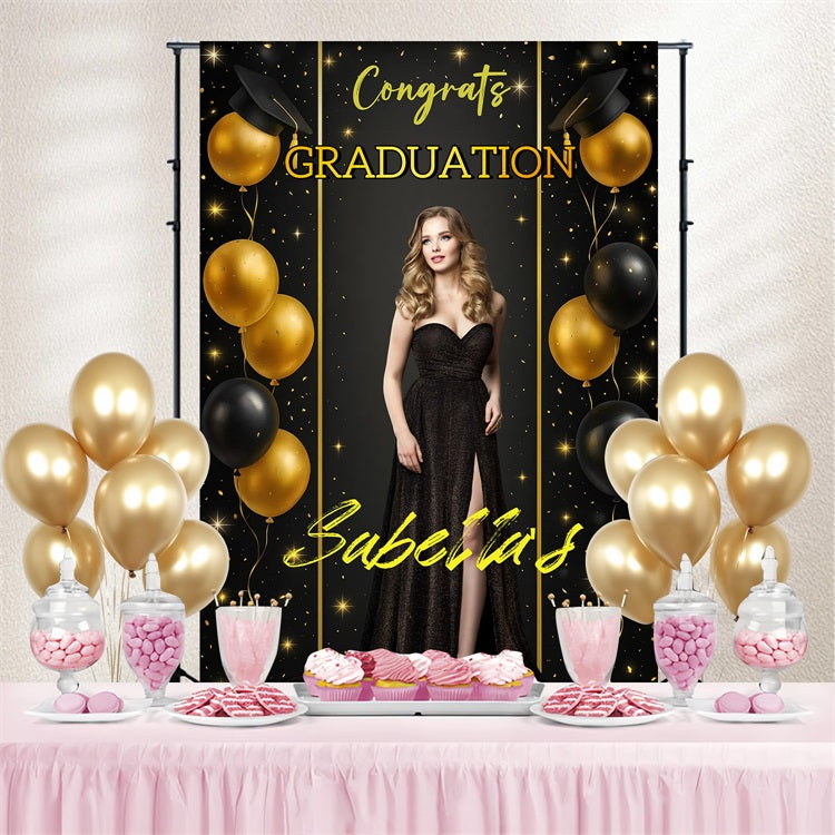 Graduation Photo Backdrop Balloons Glamour Custom Party Graduation Backdrop CJJ3-275