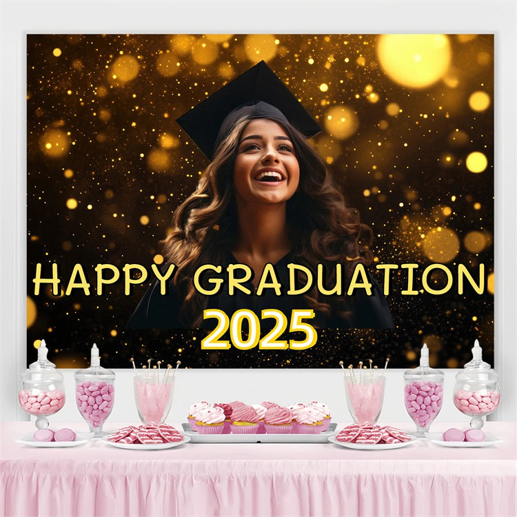 Graduation Picture Backdrop Golden Shine Custom Party Graduation Backdrop CJJ3-279