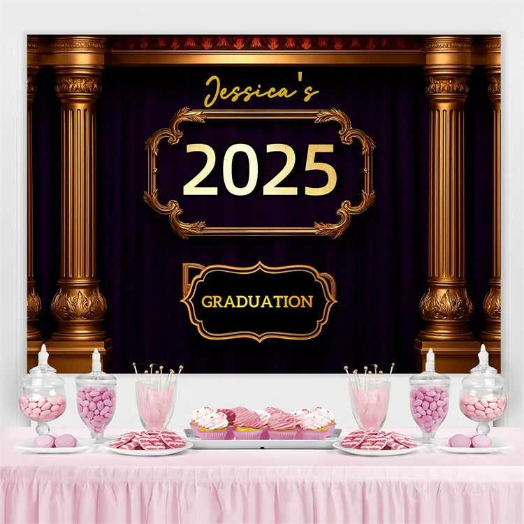 2025 Graduation Backdrop Classic Royal Decor Personalised Party Graduation Backdrop CJJ3-282