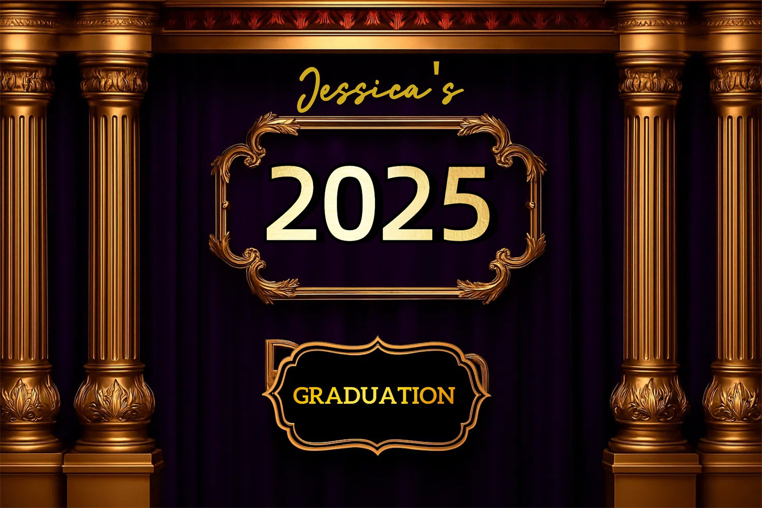 2025 Graduation Backdrop Classic Royal Decor Personalised Party Graduation Backdrop CJJ3-282