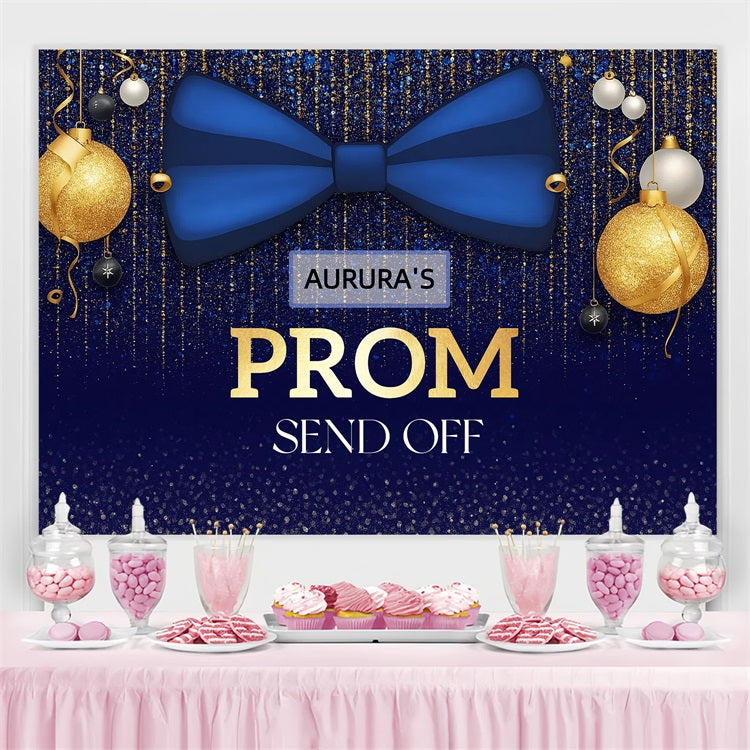Prom Photo Backdrop Blue Gold Sparkle Customized Party Graduation Backdrop CJJ3-284