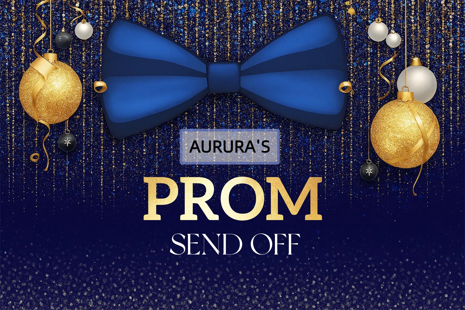 Prom Photo Backdrop Blue Gold Sparkle Customized Party Graduation Backdrop CJJ3-284