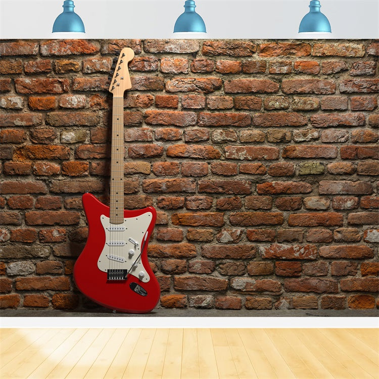 Brick Wall Photo Backdrop Red Electric Guitar Brick Backdrop CJJ3-8