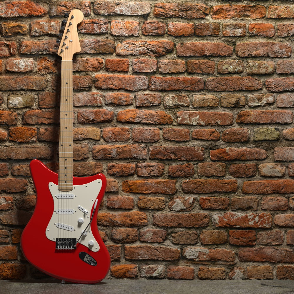 Brick Wall Photo Backdrop Red Electric Guitar Brick Backdrop CJJ3-8