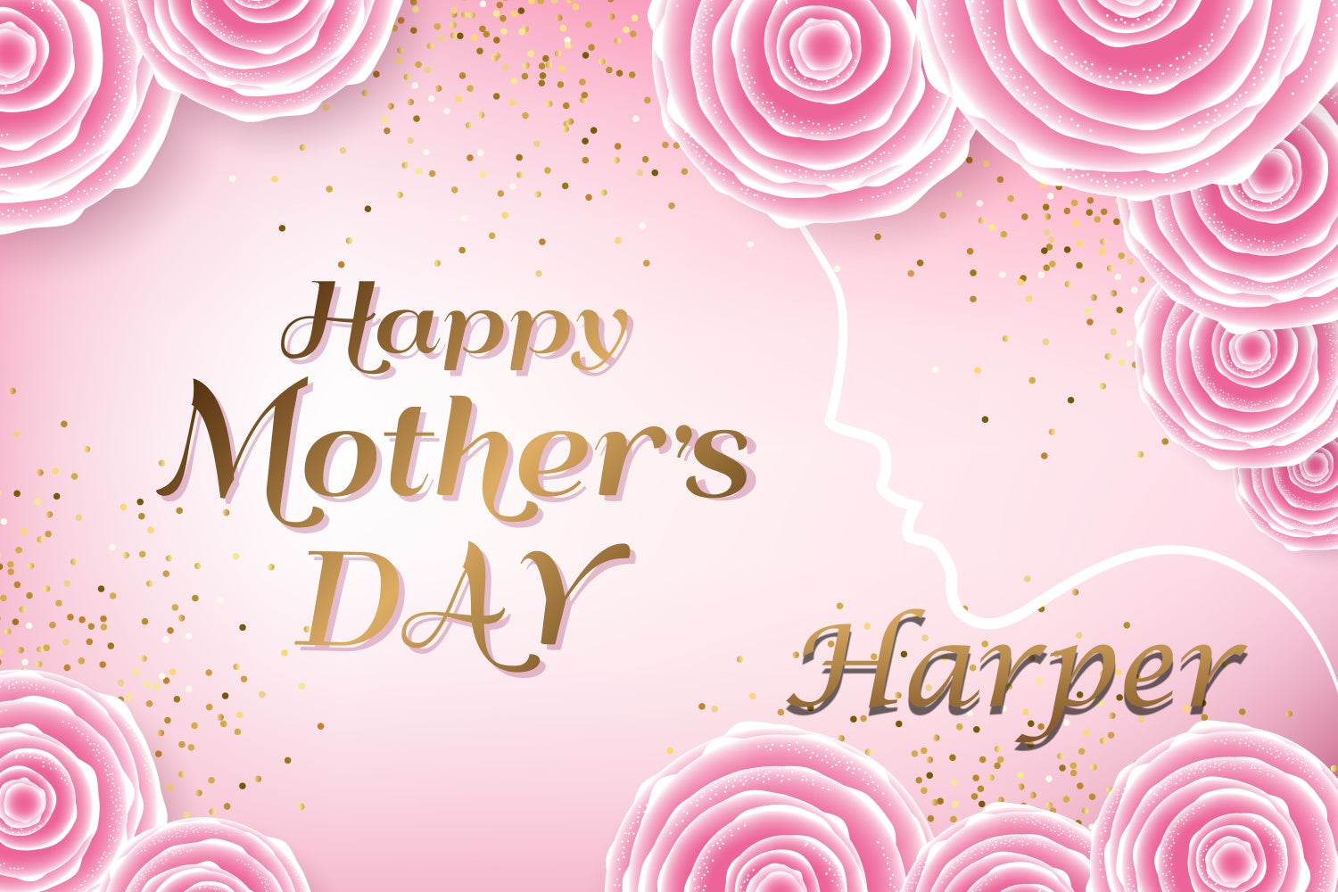Mothers Day Photo Backdrop Romantic Rose Pink Custom Backdrop CJJ3-93