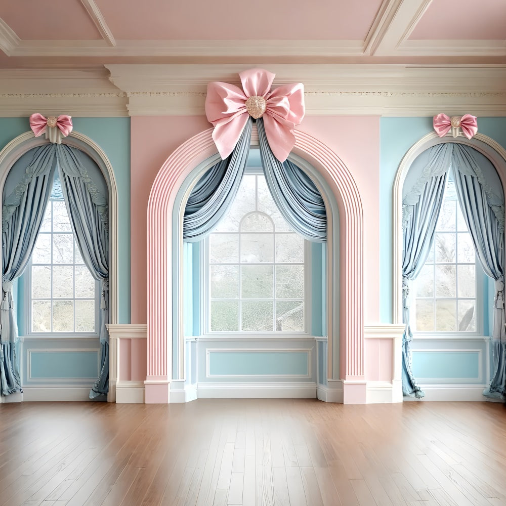 Vintage Wall Backdrop Elegant Archway Satin Bows Backdrop CSH2-218