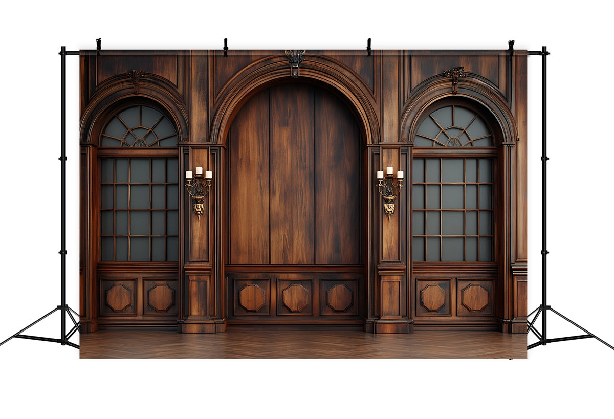 Wood Wall Backdrop Vintage Wood Panel Archway Backdrop CSH2-220