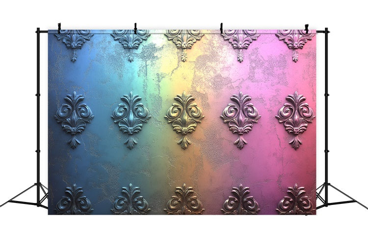 Vintage Wall Backdrop Colorful Embossed Metallic Design Backdrop CSH2-222