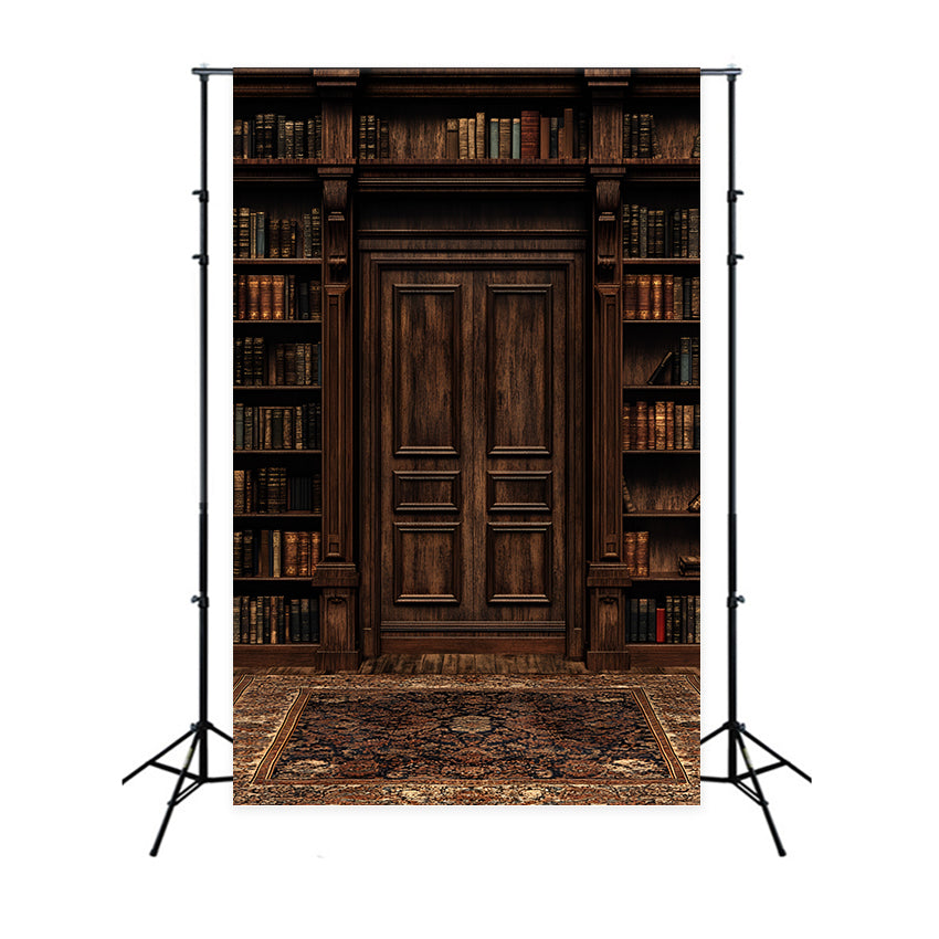 Wood Wall Backdrop Elegant Bookshelf Wooden Door Backdrop CSH2-248